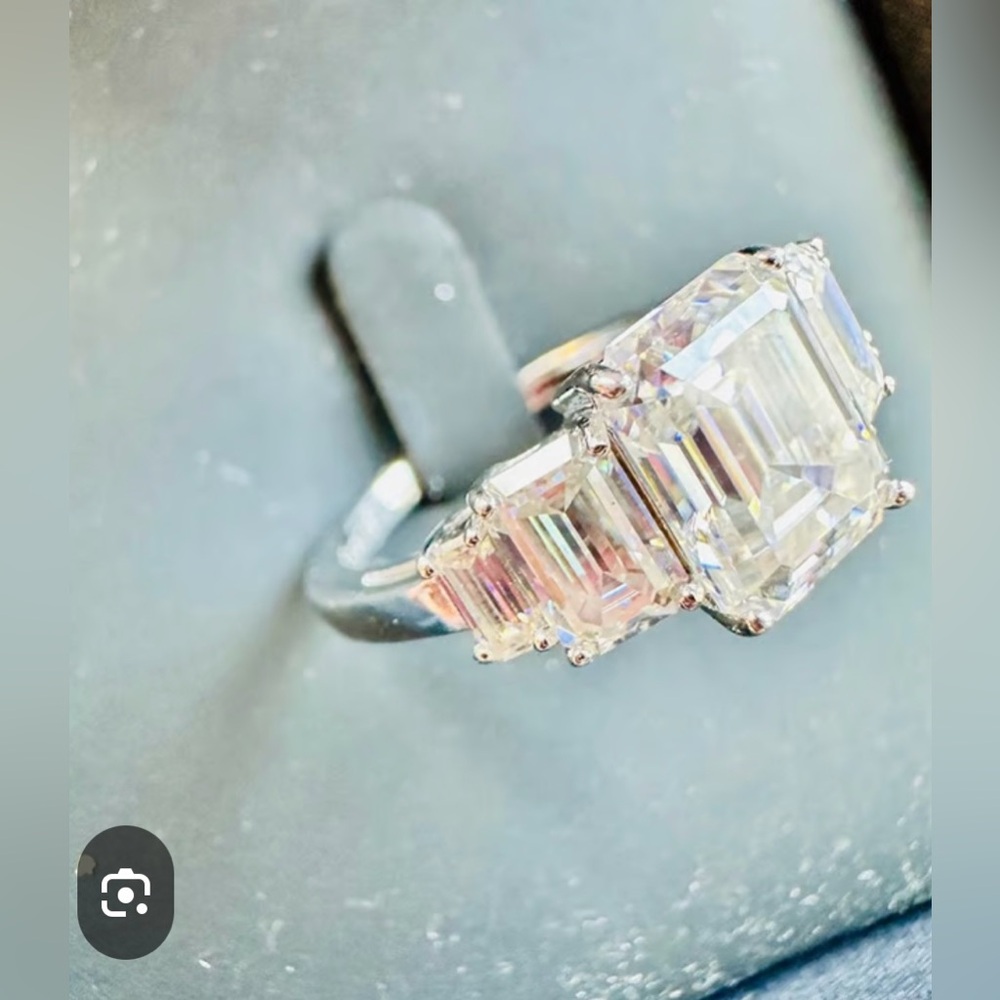 Moissanite Emerald Step Ring